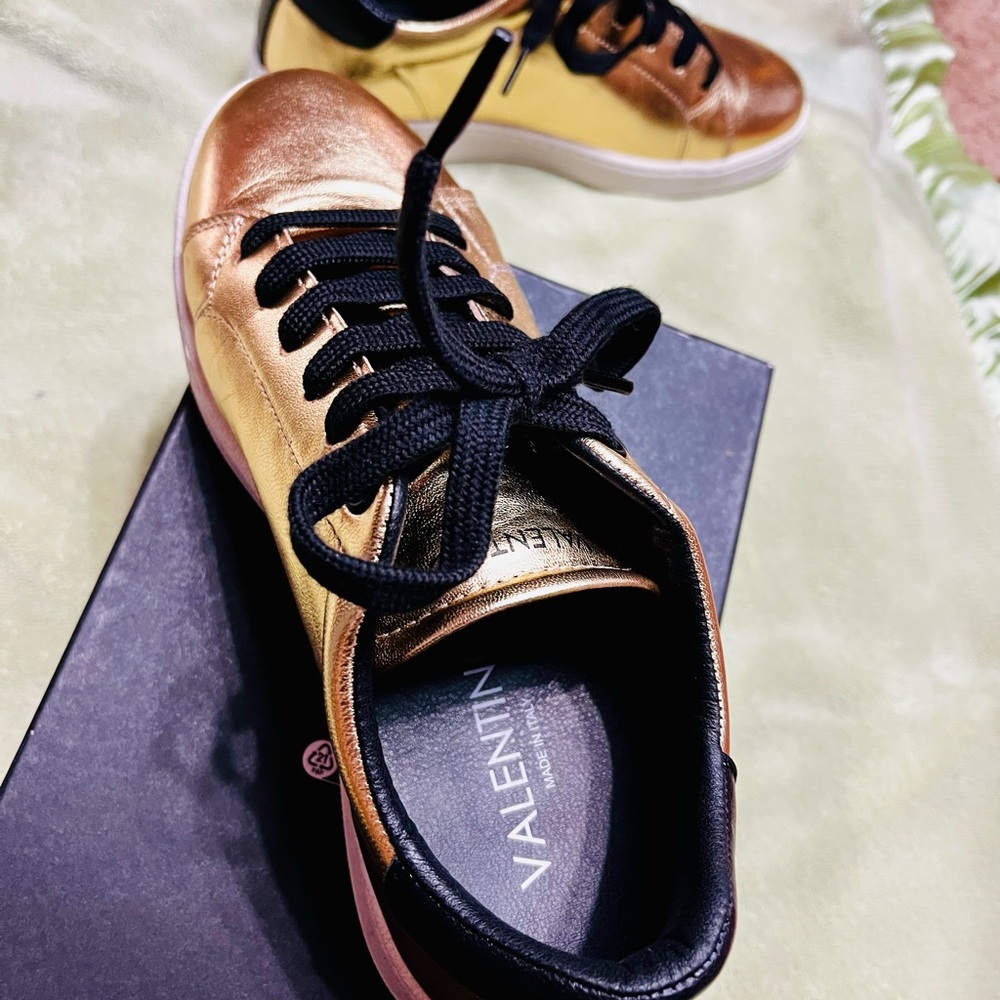 Valentino Gold and Black Sneakers with Metallic Finish - Picture 10 of 16